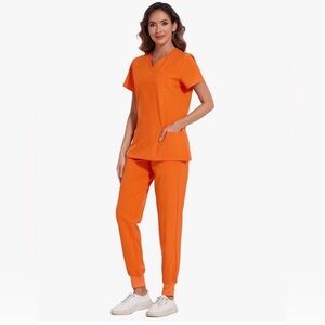 COZYFIT Scrub Set - Stretch V-Neck Scrub Top & Jogger Pant with 8 Pockets